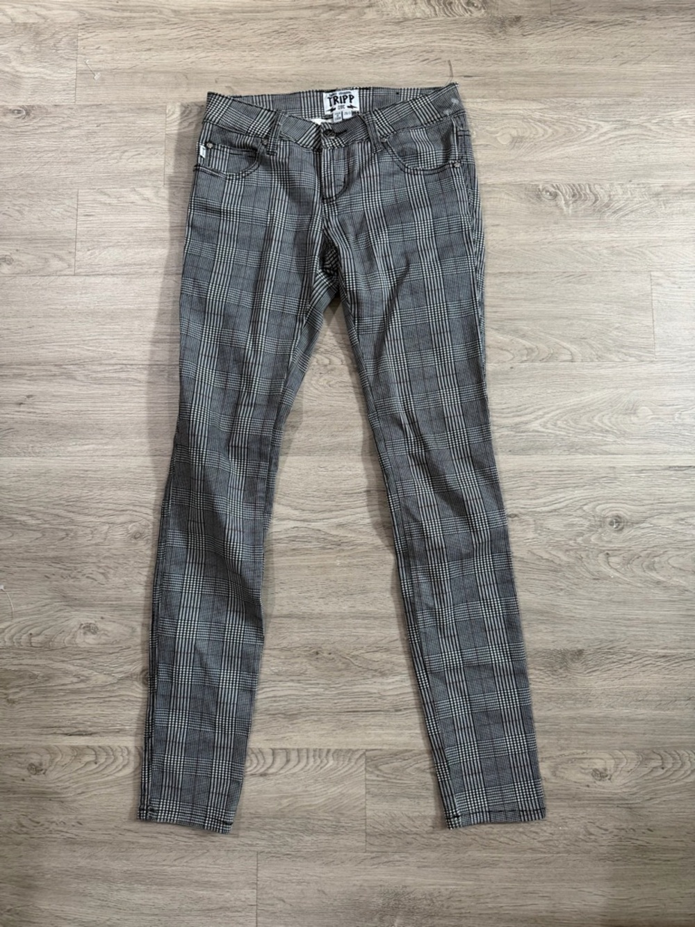 Tripp NYC Plaid Slim Fit Women's Pants - Black/Gray